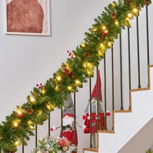 9' New Joiedomi 9Ft Artificial Christmas Garland Prelit with LED Lights,